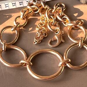 Large Bronze Graduated Link Chain Necklace, Milor Italy 23”
